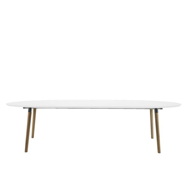 Ēdamistabas galds BELINA 170/270x100xH74cm, izvelkams, galda virsa: koka, krāsa: balta, kājiņas: koka, hroms-dekors