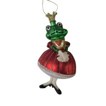 Christmas ornament JOY FROG QUEEN 14cm, glass