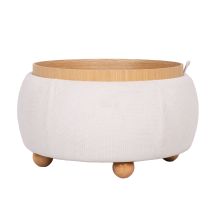 Tumba / galds HIRO D67xH38cm, balts, ar uzglabāšanas kasti