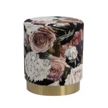 Kāju soliņš LA PERLA D35xH42cm, materiāls: samta audums, krāsa: ziedu