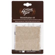Furniture protective felt pads 28x28mm, 9pcs, beige