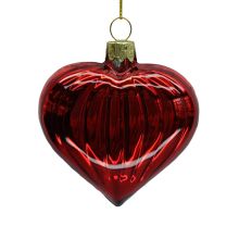 Ziemassvētku rotājums JOY HEART RED 8cm, stikls