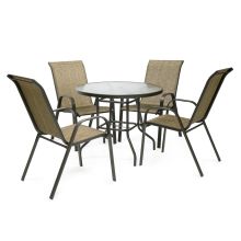 Garden furniture set DUBLIN table and 4 chairs, golden brown