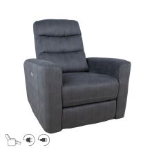 Recliner armchair GASTON with electric mechanism, grey velvet