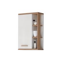 Apakšējais vannas istabas skapis 923, 50,5x20,5xH74,5cm, balta / ozols