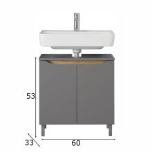 Washbasin cabinet 357, 60x33xH53cm, grey/oak