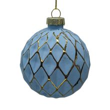Ziemassvētku rotājums JOY XMAS BLUE D8cm, stikls