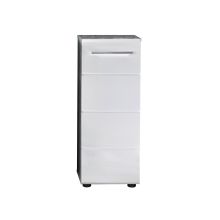 Bathroom cabinet NANO 32x28xH82cm, white high gloss/grey