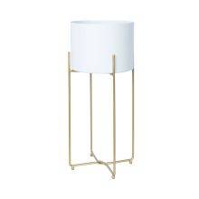 Flowerstand DEIA WHITE L 24,5x23,5xH57cm, white/golden