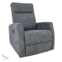 Recliner armchair EDDY with swinging and rotating manual mechanism, grey