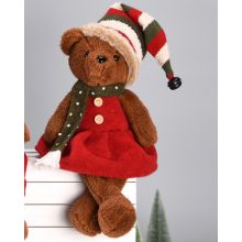 Мишка JENNY в шапке гнома H33см