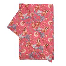 Galdauts LONETA 136x220cm, ziedi uz rozā pamatnes