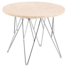 Side table PRUNUS D55xH41,4cm, beige/chrome