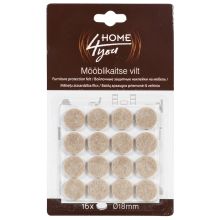 Furniture protective felt pads D18mm, 16pcs, beige